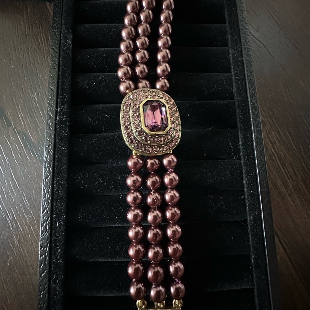 HEIDI DAUS "Tailored to Please" Crystal Amethyst Cushion Pendant Bracelet